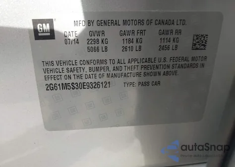 2014 Cadillac Xts Luxury z USA, uszkodzony, nr VIN 2G61M5S30E9326121